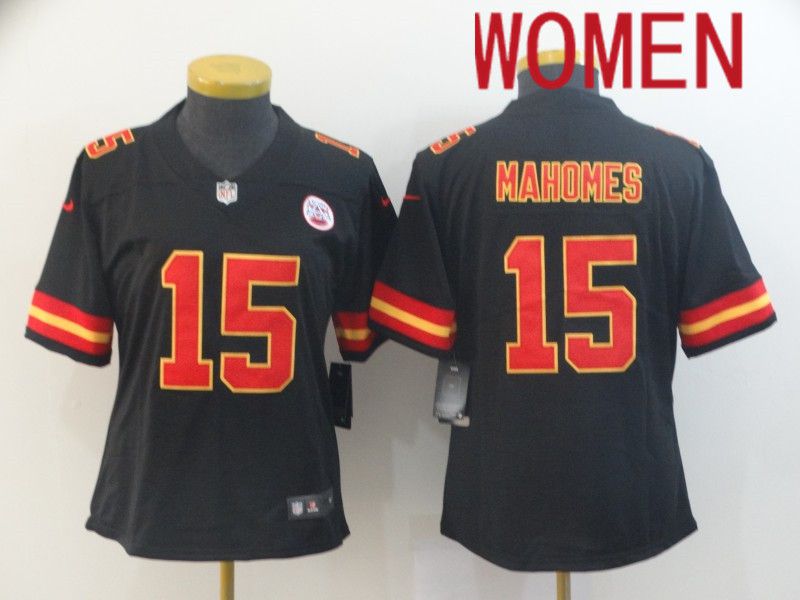 Women Kansas City Chiefs #15 Mahomes Black Nike Vapor Untouchable Limited NFL Jersey